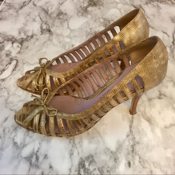 Vintage Kenneth Cole Snake Print Lattice Open Weave Sz 8 - Picture 2 of 7